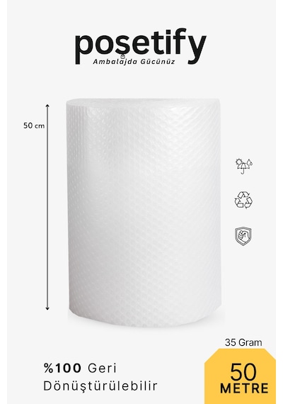 Kalın Balonlu Naylon Patpat Rulo 50 Cm X 50 M 35 Gr/m² 3 Katlı 1. Sınıf Ambalaj Malzemesi