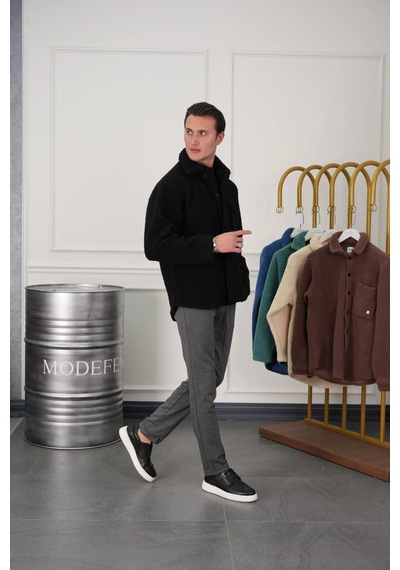 Modefendi Oversize Peluş Mont Siyah