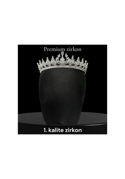 Zircon Luxe Crown-premium Kalite Zirkon Taç, Özel Tasarım Gelin Aksesuarı Beyaz - 801944412 Beyaz
