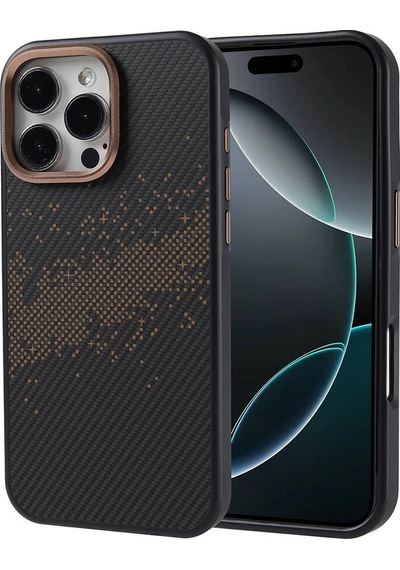 Apple Uyumlu  iPhone 16 Pro Max Kılıf M-safe Şarj Özellikli Karbon Fiber Tasarımlı Zore Vave Kapak