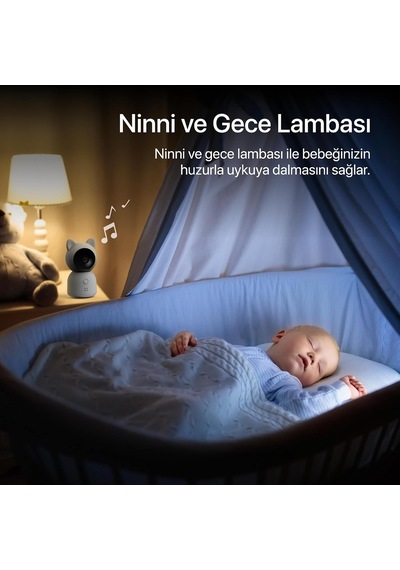 Bebek Kamerası Ekranlı 5"" Monitör Wifi Mobil Takip 360 Ptz Gece Görüş Sıcaklık Nem X7202 Diğer