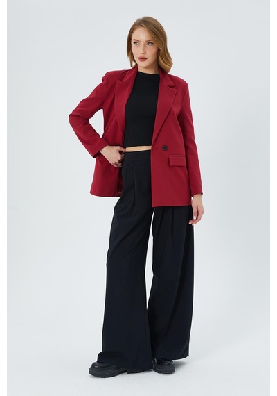 Mixray 4516 Kadın Bezayağı Blazer Ceket Bordo