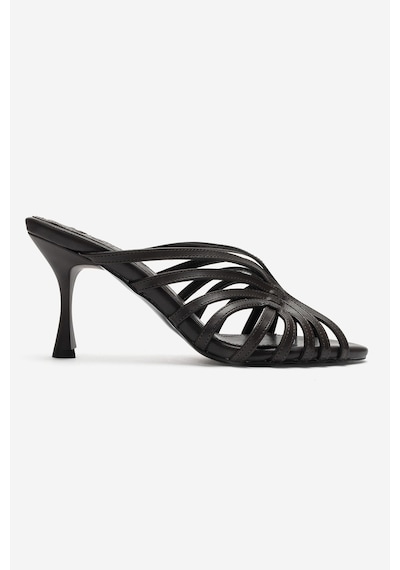 Luvi Shoes Olıvera Kahverengi Cilt Kadın İnce Topuklu Terlik