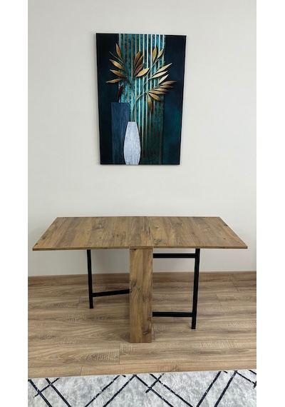 Modern Style Home Pratik Katlanır Taşınabilir 4-6 Kişilik Mutfak Masası Ceviz