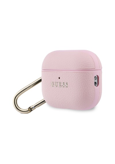 Apple Airpods Pro 3 Uyumlu Kılıf Guess Lisanslı Anahtarlıklı Pu Deri Pembe