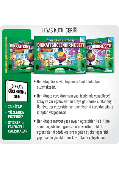 Yeni Neuro-Via Sistemi İle Dikkati Güçlendirme Seti 11 Yaş - Osman Abalı - Adeda