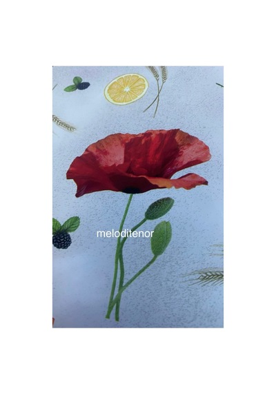 Astarlı Kaymaz Gelincik Limon Desen Kolay Silinebilir Pvc Muşamba Masa Örtüsü Kırmızı