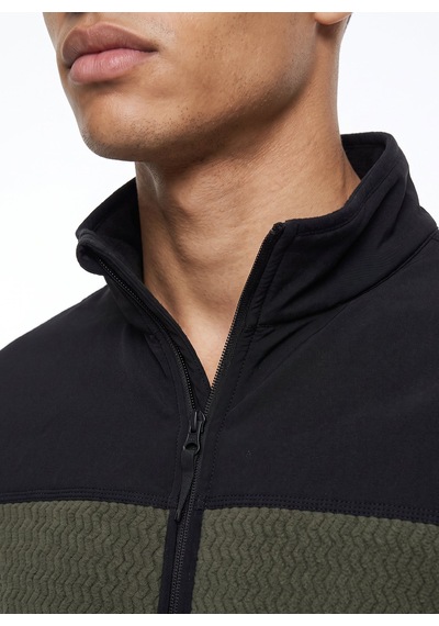 Discovery Expedition D6wm-swt3746 Haki Dik Yaka Jakarlı Erkek Polar Sweatshırt