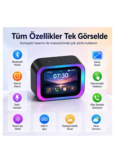Yapay Zeka Sesli Asistan Destekli Akıllı Bluetooth Hoparlör Dokunmatik