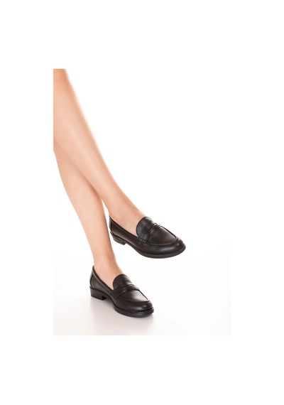 Gondol Hakiki Deri Kadın Klasik Loafer Md.236 Siyah