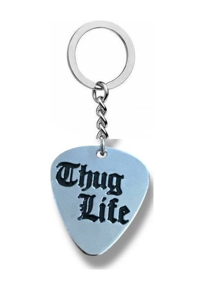 Thug Life Yazılı Pena Şeklinde Çift Taraflı Rock İşaretli Metal Anahtarlık
