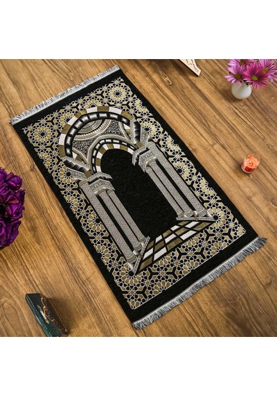 Medine Lüks Şönil Seccade Siyah 66x116cm 520 Gr Çok Renkli