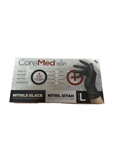 Nitril Eldiven Siyah Corefood L 100 Adet