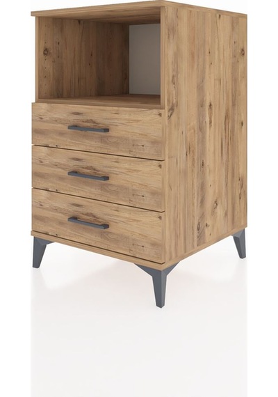Kronos Komodin Tek Raflı 3 Çekmeceli 60x59x96 Çam-çam Atlas Çam