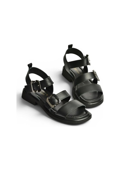Fox Shoes Y291594203 Siyah Hakiki Deri Sandalet