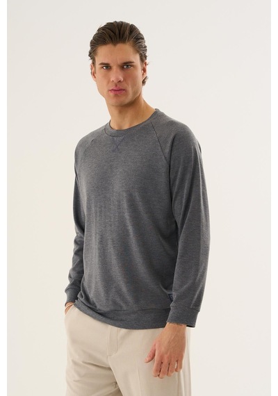 Alexander Gardi Bisiklet Yaka Basic Sweatshirt Gri