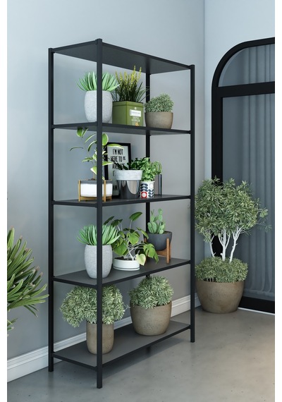 Scarlet 5 Raflı Çiçeklik Saksılık Saksı Standı Dekoratif Çok Amaçlı Raf 150 Cm Antrasit Gri