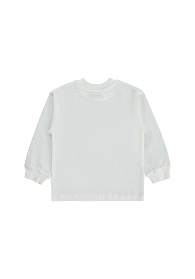 Silversun Kids Silversun Basic Etiket Armalı 2-7 Yaş Sweatshirt - Ekru