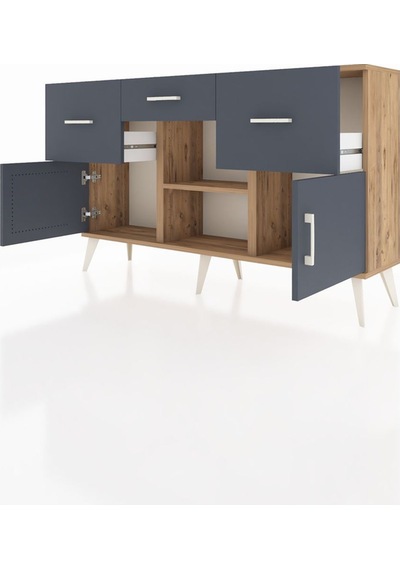 Arges Konsol Tek Raflı 3 Çekmeceli 3 Kapaklı 132x30x83 Çam-antrasit/antrasit Antrasit/antrasit Arges Konsol Tek Raflı 3 Çekmeceli 3 Kapaklı 132x30x83 Çam-antrasit/antrasit Antrasit/antrasit