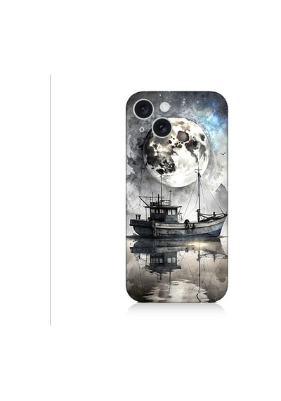 Apple Uyumlu iPhone 15 Plus Balıkçı Teknesi Desenli Silikon Kılıf Silikon