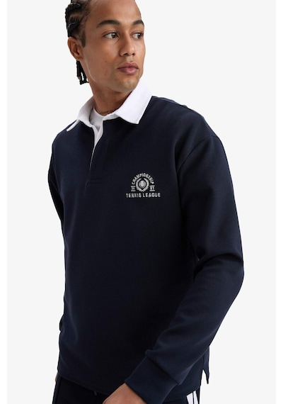 Defacto Defactofit Boxy Fit Gömlek Yaka Sporcu Sweatshirt F4396ax25aunv253 Lacivert