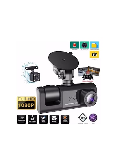 Pro Cc33 1080p Full Hd Araç Içi Kamera Ön Arka Ve Iç Kayıt 3 Kamera Gece Görüşlü G Sensör Geniş Açı