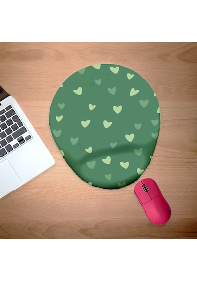 Minik Yeşil Kalpler Bilek Destekli Mouse Pad Mousepad