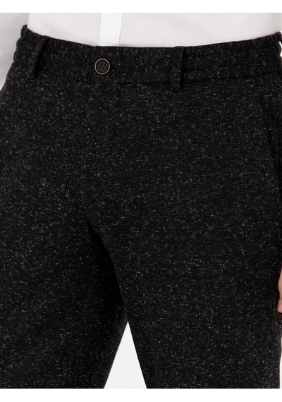 Cacharel Siyah Slim Fit Flanel Yün Karışımlı Kumaş Pantolon