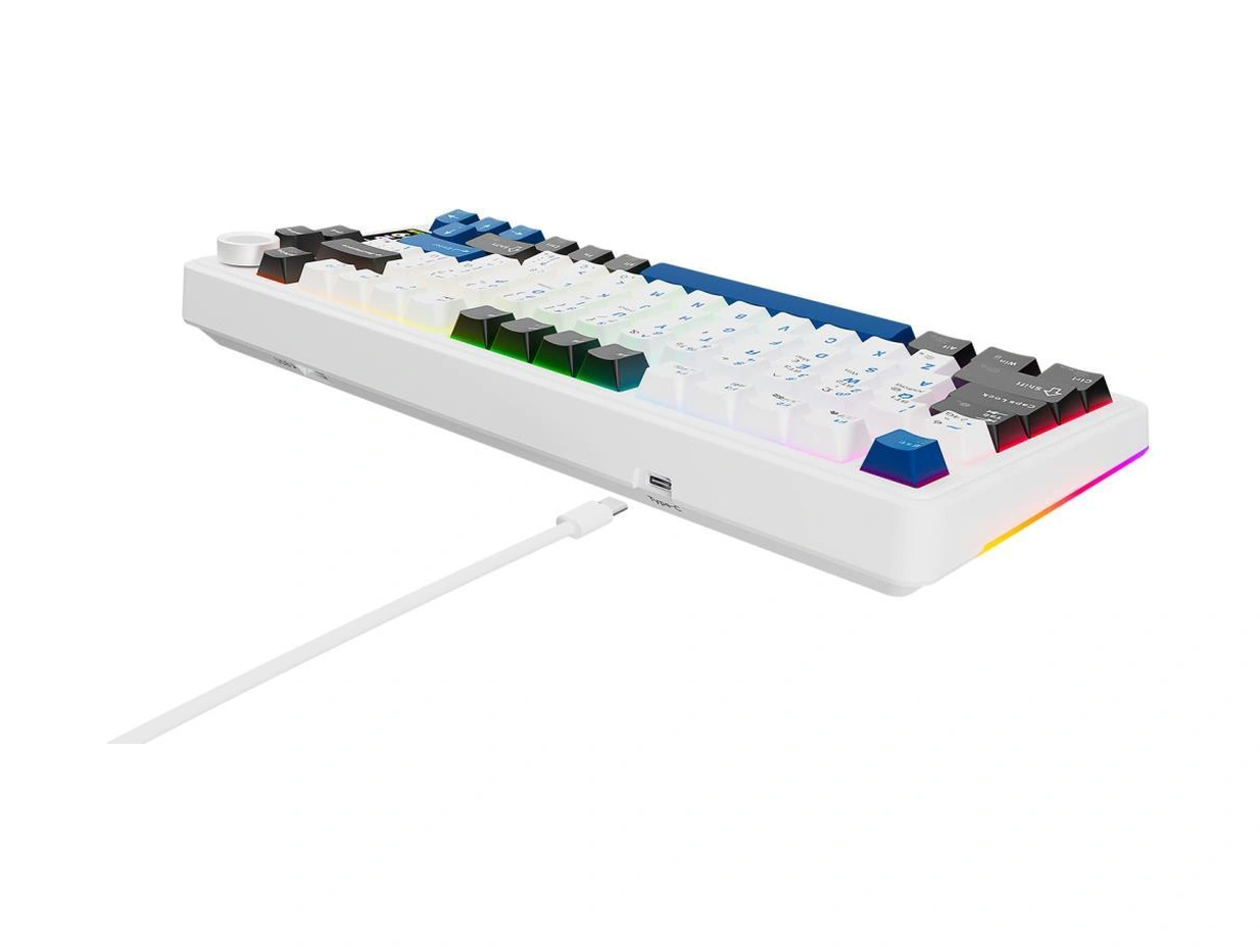 Rampage Quell Pro Dijital Ekranlı Beyaz Hot Swap 2.4g + Bt Wireless Rgb Gasket Oil Switch Türkçe Q Pbt Keycaps Mekanik Klavye