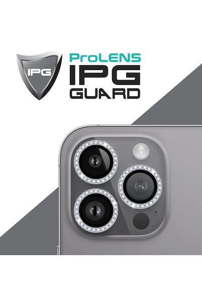 Apple Uyumlu iPhone 14 Pro / Pro Max Ipg Kamera Lens Koruyucu Taşlı - Gümüş