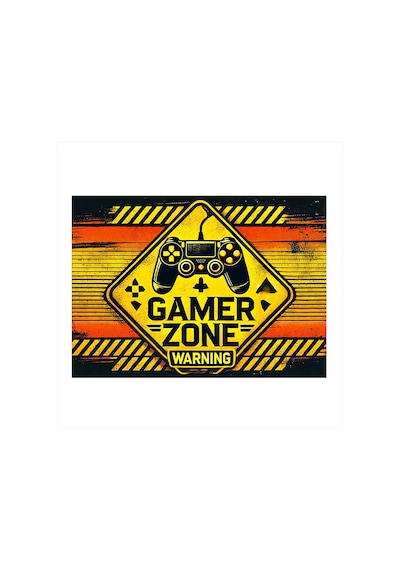 Gamer Bölgesi Uyarı Dekoratif Ahşap Tablo