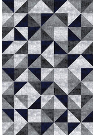 Lacivert Geometrik Dokuma Leke Tutmaz Masa Örtüsü Mso382n11