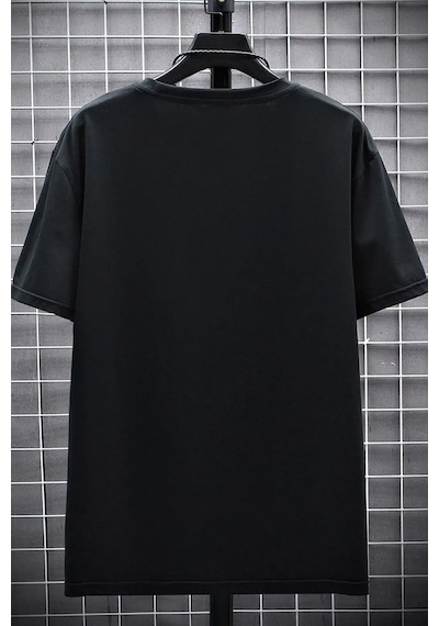 Erkek Belive İn Yourself Baskılı Oversize Tshirt Siyah