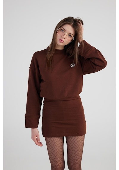 Holly Lolly Yırtmaçlı Dokuma Kumaş Mini Claire Elbise Kahve