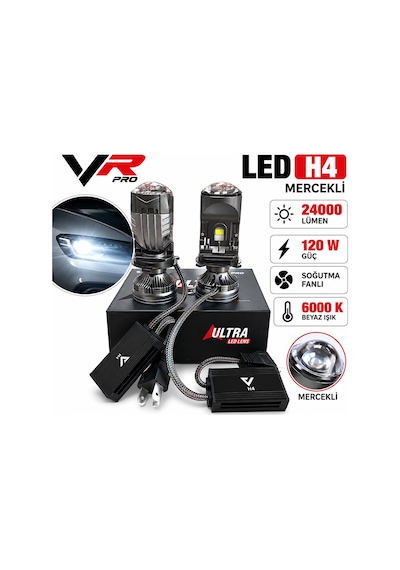 Vr Pro Ultra H4 Mercekli Led 120w 24000 Lümen