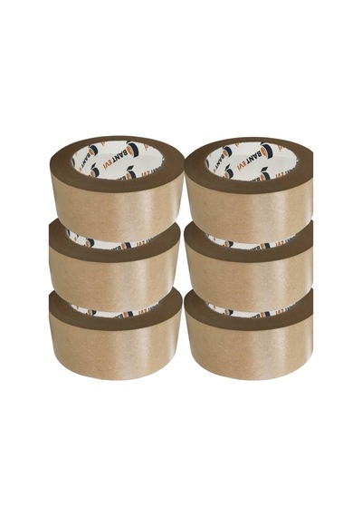 Kraft Kağıt Bant 6 Adet Doğal Kraft Güçlü Yapışkan Tabaka 50mm 40mt Diğer
