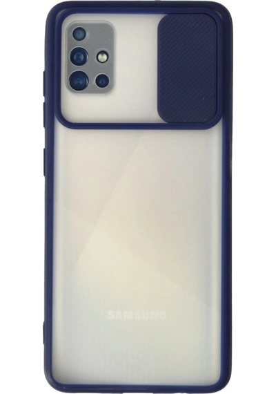 Samsung Galaxy A71 Kılıf Palm Buzlu Kamera Sürgülü Silikon - Lacivert