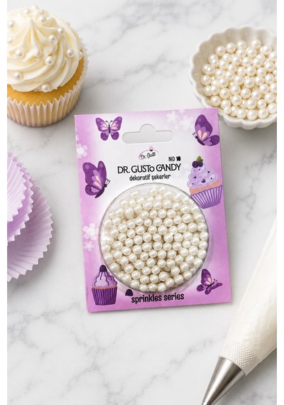 Dr. Gusto 4 Mm İnci Beyazı Candy Boncuk Pasta Süsleme Şekeri