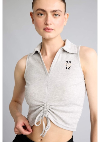 Defacto Nba Brooklyn Nets Fıtted Polo Yaka Ribana Kolsuz Tişört G9464ax26smgr421 Gri-gr421