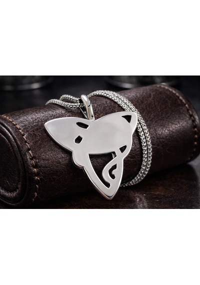 Çelik Triquetra Sembol Gotik Kelt Düğüm Kedi Kolye Çelik