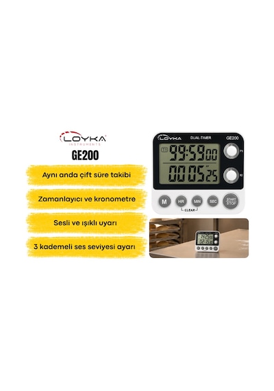 Loyka Ge200 Çift Ekranlı Dijital Zamanlayıcı Ve Kronometre