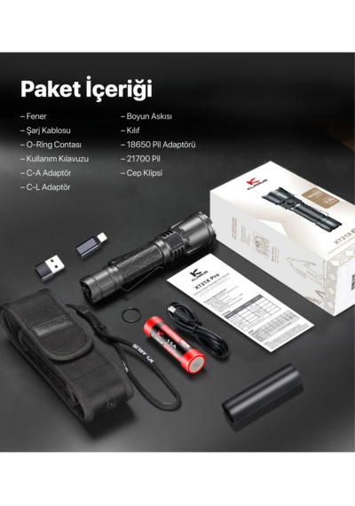 Klarus Xt21x Pro Profesyonel Taktik El Feneri-4400 Lümen Siyah