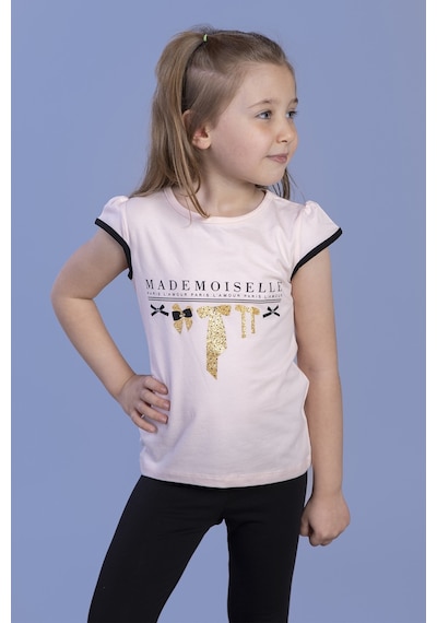Toontoy Kids Toontoy Kız Çocuk Sim Baskılı Yarım Kollu T-shirt Pudra