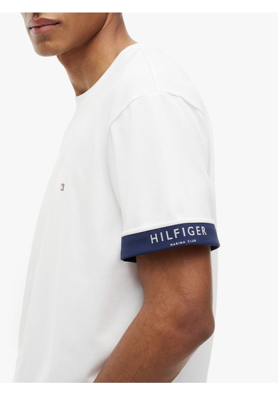 Tommy Hilfiger Saıl Mıx Medıa Cuff Regular Tee Erkek Beyaz T-shirt - Mw0mw43203