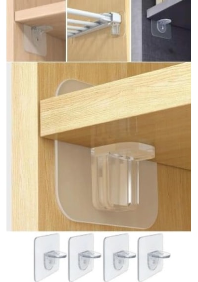 Mucit Home Yapışkanlı Raf Yapıcı 4'lü Klips Aahşap