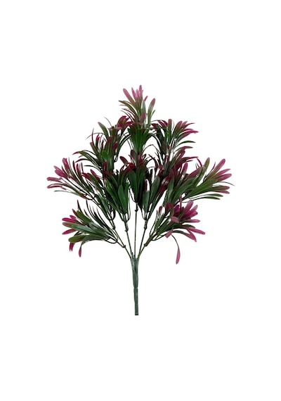 Yapay Çiçek Yeşil Bordo Renk Podocarpus Demeti 7dal 48 Çiçek Garnitür Aradal Dekoratif Yapay Bitki