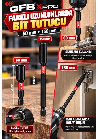 Gfb Xpro 40 Parça Darbeli Tornavida Ucu Ve Matkap Ucu Seti Kapsamlı Vidalama & Delme Seti