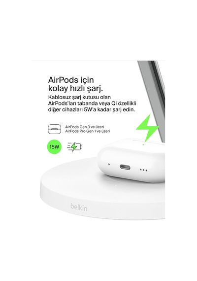 Belkin Boostcharge 3'ü 1 Arada Qi2 Şarj Cihazı, Magsafe Uyumlu Ka 59102867
