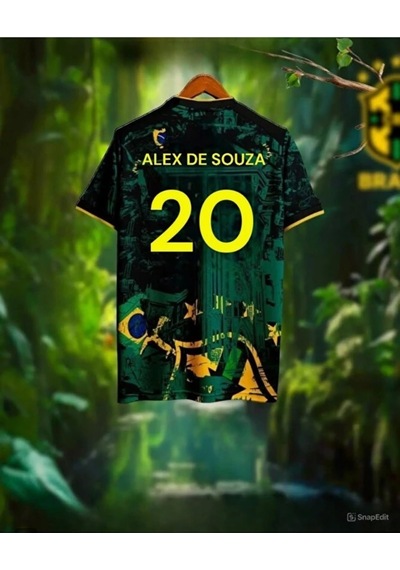 Brezilya Alex De Souza 20 Özel Tasarım Futbol Forması Yeşil Çok Renkli