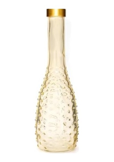 Gold Boyunlu Amber Kabartmalı Ince Cam Vazo 26 Cm